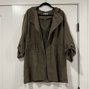 She + Sky Olive Green‎ Light Jacket with Hood and Cinched Waist Size M